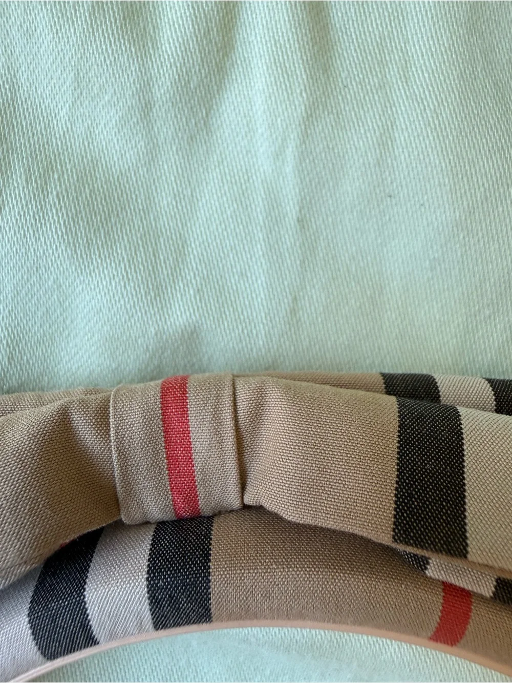 Burberry Pink & Beige Plaid Headband with Bow Accent